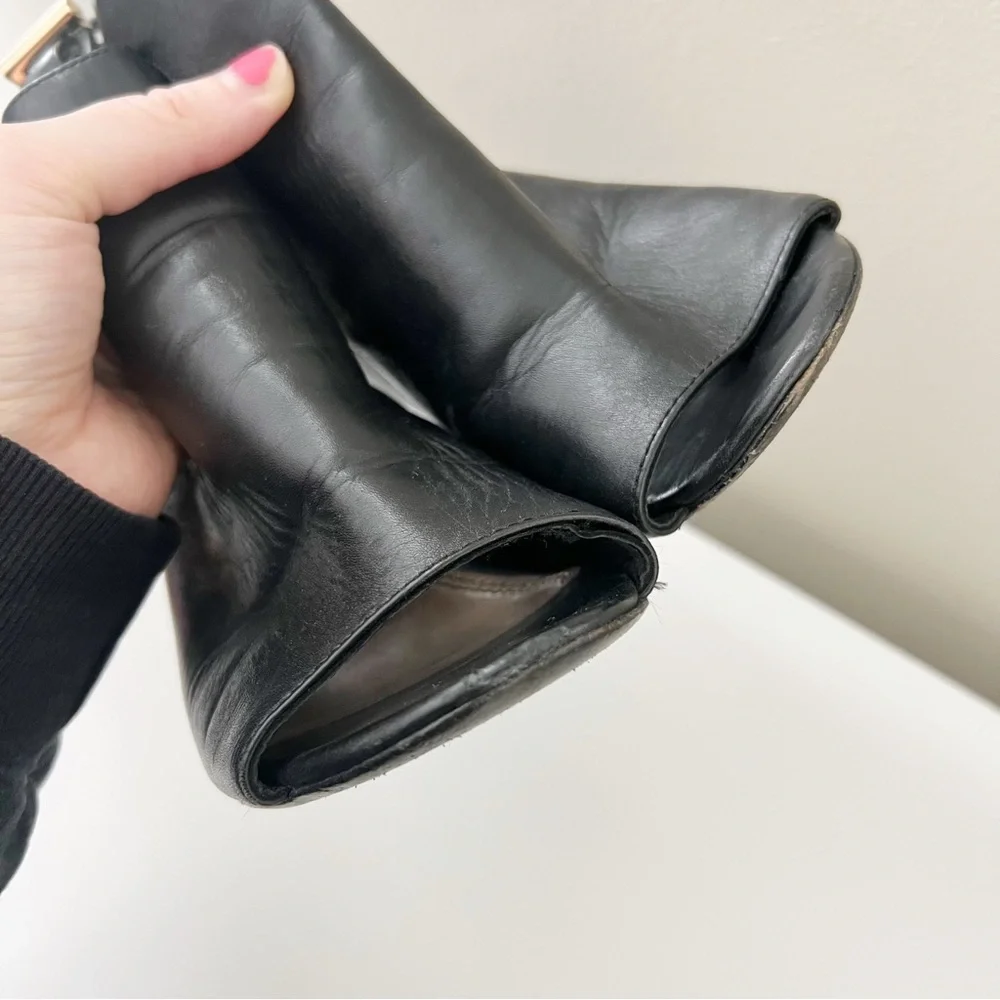 Tory Burch Grove Open Toe Leather Bootie Black Size 7